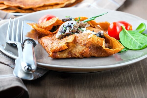 Savoureuses crêpes aux champignons